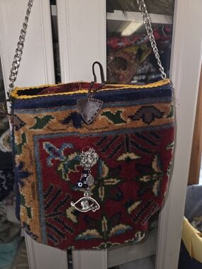 Bohemian Red Multicolor Woven Bucket Bag